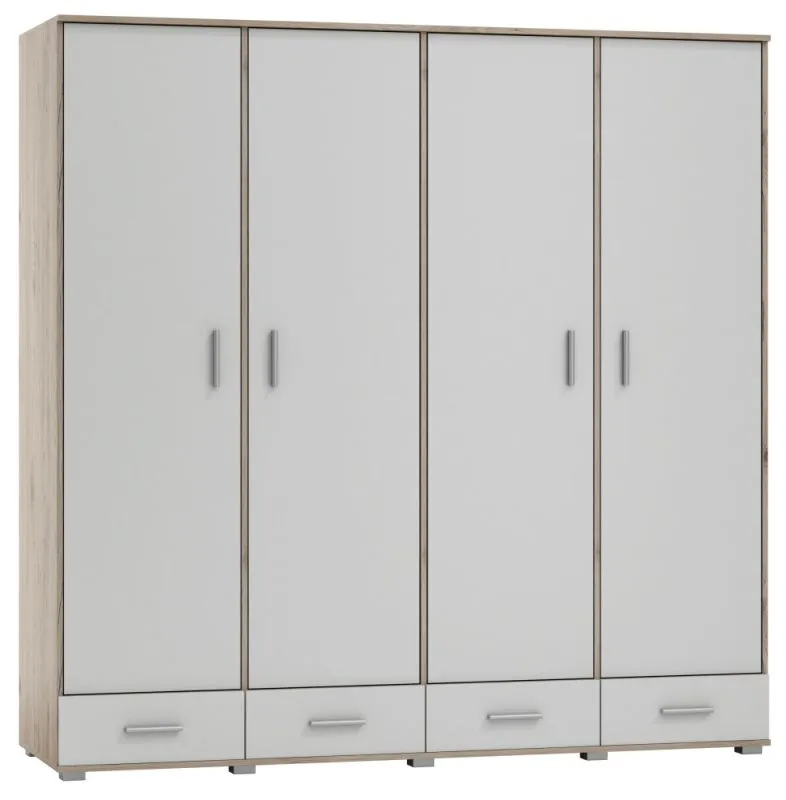 Armoire à portes battantes / armoire Kavieng 26, couleur : chêne / blanc - Dimensions : 200 x 200 x 60 cm (H x L x P)