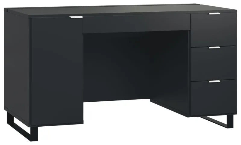 Bureau Chiflero 02 noir | 78 x 140 x 67 cm | Soft Touch | Rangement optimisé