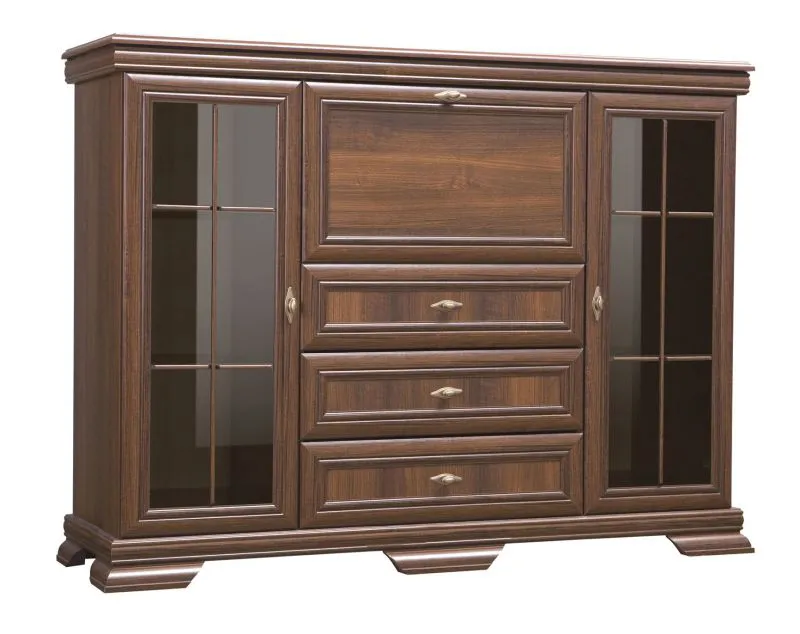 Vitrine Sentis 12, Couleur : Brun foncé - 117 x 158 x 46 cm (h x l x p)