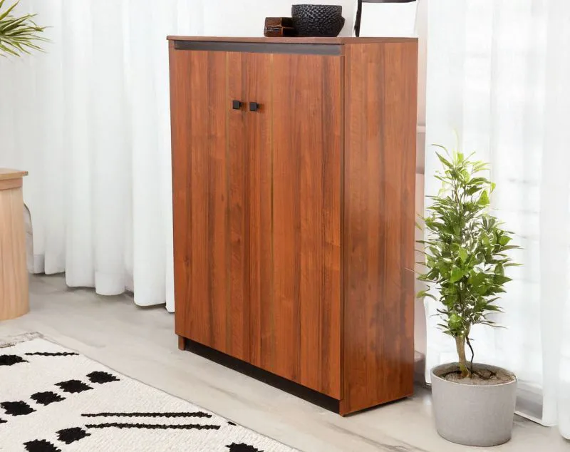 Commode Mojokerto 19 | Noyer & Noir | 121 x 80 x 39 cm | Design moderne et chaleureux
