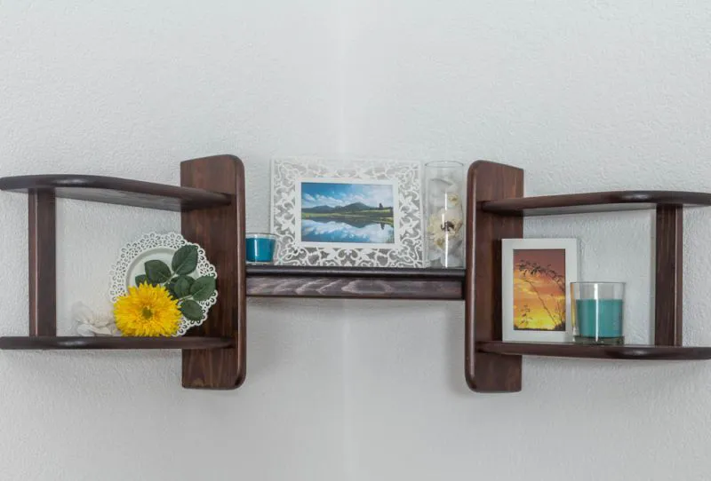 Étagère murale en pin massif couleur noyer 001 | 40 x 75 x 20 cm | 5 niches de rangement