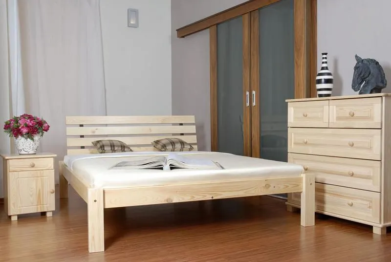 Bois massif Lit Pin 160 x 200 cm Naturel avec sommier à lattes Abbildung