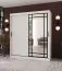 Penderie / Armoire à portes coulissantes / Blanc mat / Porte miroir décorative / 180 x 62 x 200 / 10 compartiments / 2 tringles à vêtements / Détails modernes