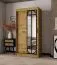 Penderie / Couleur : Chêne artisan / 2 tringles / 5 compartiments / 100 x 62 x 200 cm / Porte miroir décorative / Armoire à portes coulissantes / Détails modernes