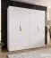 Armoire à portes battantes / 2 mètres de large / 2 tringles à vêtements / Couleur : Blanc / Poignées : Or / Dimensions : 200 x 52 x 202 cm / Penderie / 2 compartiments / 4 portes