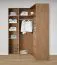 Armoire d'angle ouverte / 11 compartiments / Couleur : Chêne Puccini / 1 tringle à vêtements / 7 étagères en bois / Dimensions : 108,5 x 55 x 234 cm / 2 paniers à linge / Design universel