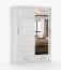 Armoire portes coulissantes avec miroir | Blanc brillant | Lusatian 01 | 218 x 150 x 61 cm | 2 portes, 2 tiroirs, 6 compartiments