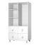 Armoire penderie 2 portes 2 m de haut | Blanc | Taygetos 03 | 201 x 105 x 55 cm | 4 tiroirs | 6 niches | Poignées en cuir