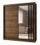 Penderie / 1 porte miroir / Couleur : Noyer Warmia / Finition haut de gamme / 180 x 62 x 200 cm / Armoire à portes coulissantes / 10 compartiments / 2 tringles à vêtements