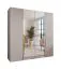 Armoire à portes battantes / 2 portes miroir / Couleur : Cachemire / 2 compartiments / Soft-Close / 2 tringles à vêtements / Poignées : Or / Dimensions : 200 x 52 x 202 cm / Penderie / Chants ABS