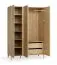 Penderie / Armoire à portes battantes / Couleur : chêne / 3 portes / incl. éclairage LED / Dimensions : 140 x 60 x 204 cm / Fonction Soft-Close / 2 tiroirs
