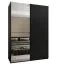 Penderie / Armoire à portes coulissantes / 2 tringles à vêtements / 245,5 x 180 x 64 cm / Couleur : Noir / 2 portes coulissantes / Miroir / Soft-Close / 11 compartiments