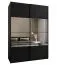 Penderie / Armoire à portes coulissantes / Couleur : Noir / Miroir / 2 portes coulissantes / 245,5 x 180 x 64 cm / Soft-Close / 11 compartiments / 2 tringles à vêtements