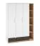 Armoire 3 portes Mackinac 01 | Blanc / Chêne / Graphite mat | Soft-Close | 196 x 138 x 53 cm | 11 compartiments, 1 tiroir