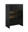 Commode / Façade à lamelles / Couleur : Noir / 2 portes battantes / Commode ouverte / 4 compartiments / Dimensions : 60 x 34 x 87 cm / Pour le hall d'entrée ou le salon
