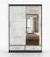Armoire penderie 1,5 m | Lusatian 02 | Blanc/Noir | Miroir | 6 compartiments | 2 tiroirs | 2 portes | 218 x 150 x 61