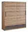 Armoire | 2 portes coulissantes | 3 tiroirs | 5 casiers | avec tringle à vêtements | 149 cm de large | Couleur: Gris / Chêne Abbildung