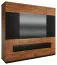 224 cm de large Armoire avec 4 portes, 14 casiers et 4 tiroirs | massif partiel | Couleur: Noix / Noir | Profondeur: 62 cm Abbildung