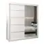 Armoire à portes coulissantes / Penderie Jan 04B avec miroir, Couleur : Blanc mat - Dimensions : 200 x 180 x 62 cm ( H x L x P)