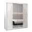 Armoire à portes coulissantes / Penderie avec miroir Tomlis 04A, Couleur : Blanc mat - Dimensions : 200 x 180 x 62 cm (h x l x p)