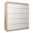 Armoire à portes coulissantes / Penderie Jan 04A, Couleur : Chêne de Sonoma / Blanc mat - Dimensions : 200 x 180 x 62 cm ( H x L x P)