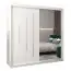 Armoire à portes coulissantes / Penderie avec miroir Tomlis 05B, Couleur : Blanc mat - Dimensions : 200 x 200 x 62 cm (h x l x p)