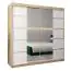 Armoire à portes coulissantes / Penderie Jan 05D avec miroir, Couleur : Chêne de Sonoma / Blanc mat - Dimensions : 200 x 200 x 62 cm (H x L x P)