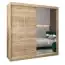 Armoire à portes coulissantes / Penderie avec miroir Tomlis 05B, Couleur : Chêne de Sonoma - Dimensions : 200 x 200 x 62 cm (H x L x P)