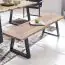Banc de salle à manger avec assise naturelle, Couleur : Acacia / Noir - dimensions : 45 x 160 x 40 cm (h x l x p), avec pieds métalliques robustes