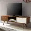 Meuble TV avec éléments rétro, Couleur : Sheesham / Blanc - Dimensions : 45 x 140 x 35 cm (H x L x P), avec passe-câbles à l'arrière