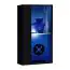 Mur de salon stylé Valand 02, Couleur : Noir - dimensions : 180 x 330 x 40 cm (h x l x p), avec éclairage LED bleu
