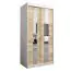 Armoire à portes coulissantes / Penderie Polos 01 avec miroir, Couleur : Blanc mat / Chêne de Sonoma - Dimensions : 200 x 100 x 62 cm (H x L x P)