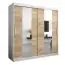 Armoire à portes coulissantes / Penderie Polos 05 avec miroir, Couleur : Blanc mat / Chêne de Sonoma - Dimensions : 200 x 200 x 62 cm (H x L x P)