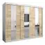 Armoire à portes coulissantes / Penderie Polos 06 avec miroir, Couleur : Blanc mat / Chêne de Sonoma - Dimensions : 200 x 250 x 62 cm (H x L x P)