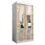 Armoire à portes coulissantes / Penderie Hacho 1 avec miroir, Couleur : Blanc mat / Chêne de Sonoma - Dimensions : 200 x 100 x 62 cm ( H x L x P)