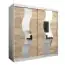 Armoire à portes coulissantes / Penderie Hacho 05 avec miroir, Couleur : Blanc mat / Chêne de Sonoma - Dimensions : 200 x 200 x 62 cm ( H x L x P)