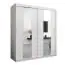 Armoire à portes coulissantes / Penderie Polos 04 avec miroir, Couleur : Blanc mat - Dimensions : 200 x 180 x 62 cm (H x L x P)
