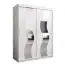 Armoire à portes coulissantes / Penderie Hacho 03 avec miroir, Couleur : Blanc mat - Dimensions : 200 x 150 x 62 cm ( H x L x P)
