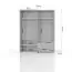 Armoire à portes battantes / armoire avec cadre LED Siumu 28, Couleur : Blanc / Blanc brillant - 226 x 187 x 60 cm (H x L x P)