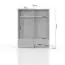 Armoire à portes battantes / armoire avec cadre LED Siumu 30, Couleur : Blanc / Blanc brillant - 226 x 187 x 60 cm (H x L x P)