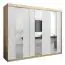 Armoire à portes coulissantes / Penderie Polos 06 avec miroir, Couleur : Chêne de Sonoma / Blanc mat - Dimensions : 200 x 250 x 62 cm (H x L x P)