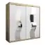 Armoire à portes coulissantes / Penderie Hacho 05 avec miroir, Couleur : Chêne de Sonoma / Blanc mat - Dimensions : 200 x 200 x 62 cm ( H x L x P)