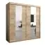 Armoire à portes coulissantes / Penderie Polos 05 avec miroir, Couleur : Chêne de Sonoma - Dimensions : 200 x 200 x 62 cm (H x L x P)