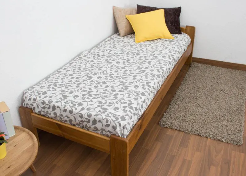 Lit en bois 80 x 200 cm Pin massif Chêne avec sommier à lattes Abbildung