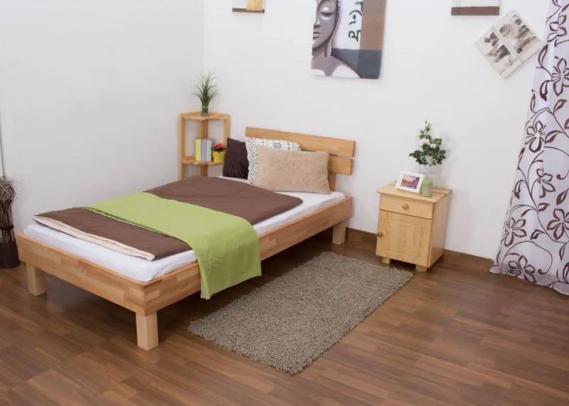 Coeur de Hêtre Bois massif Cadre de lit 90 x 200 cm huilé Abbildung