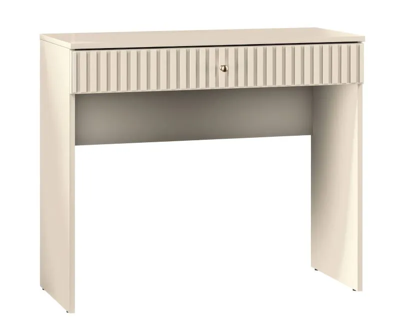 Coiffeuse Petkula 08 beige clair | 78 x 92 x 40 cm | 1 tiroir, design moderne et détails dorés