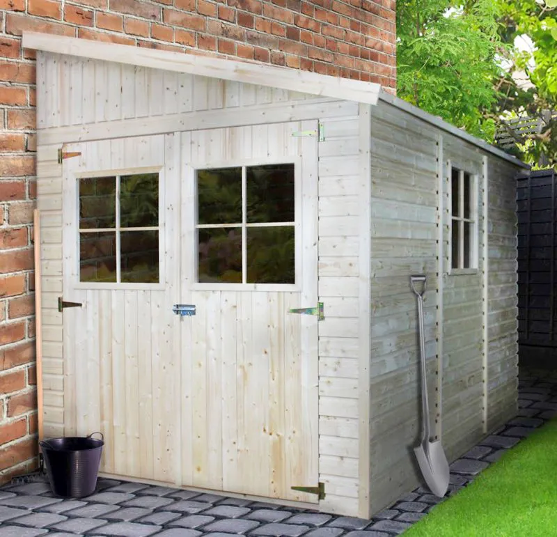 Maison de jardin adossée incl. paroi latérale - 3,18 x 2,16 mètres - non traité - toit à un pan Abbildung