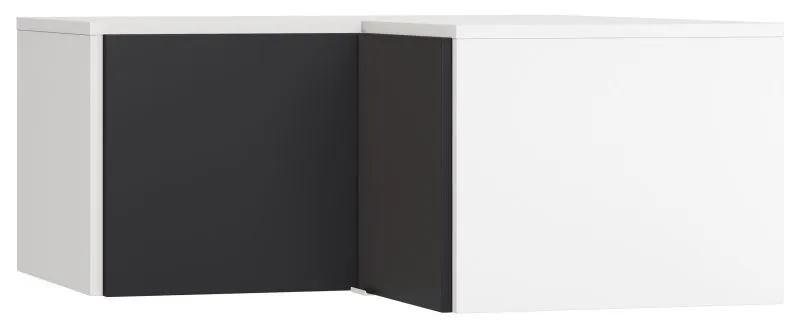 Supplément pour armoire d'angle Vacas 14, couleur : blanc / noir - Dimensions : 45 x 102 x 104 cm (H x L x P)