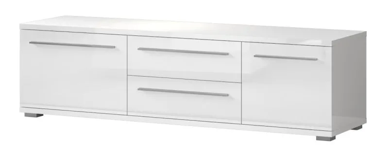 Meuble TV Garim 31 | Blanc brillant | 46 x 165 x 45 cm | Design moderne et finitions soignées