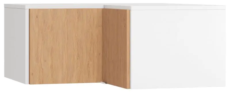 Supplément pour armoire d'angle Arbolita 40, couleur : blanc / chêne - Dimensions : 45 x 102 x 104 cm (H x L x P)